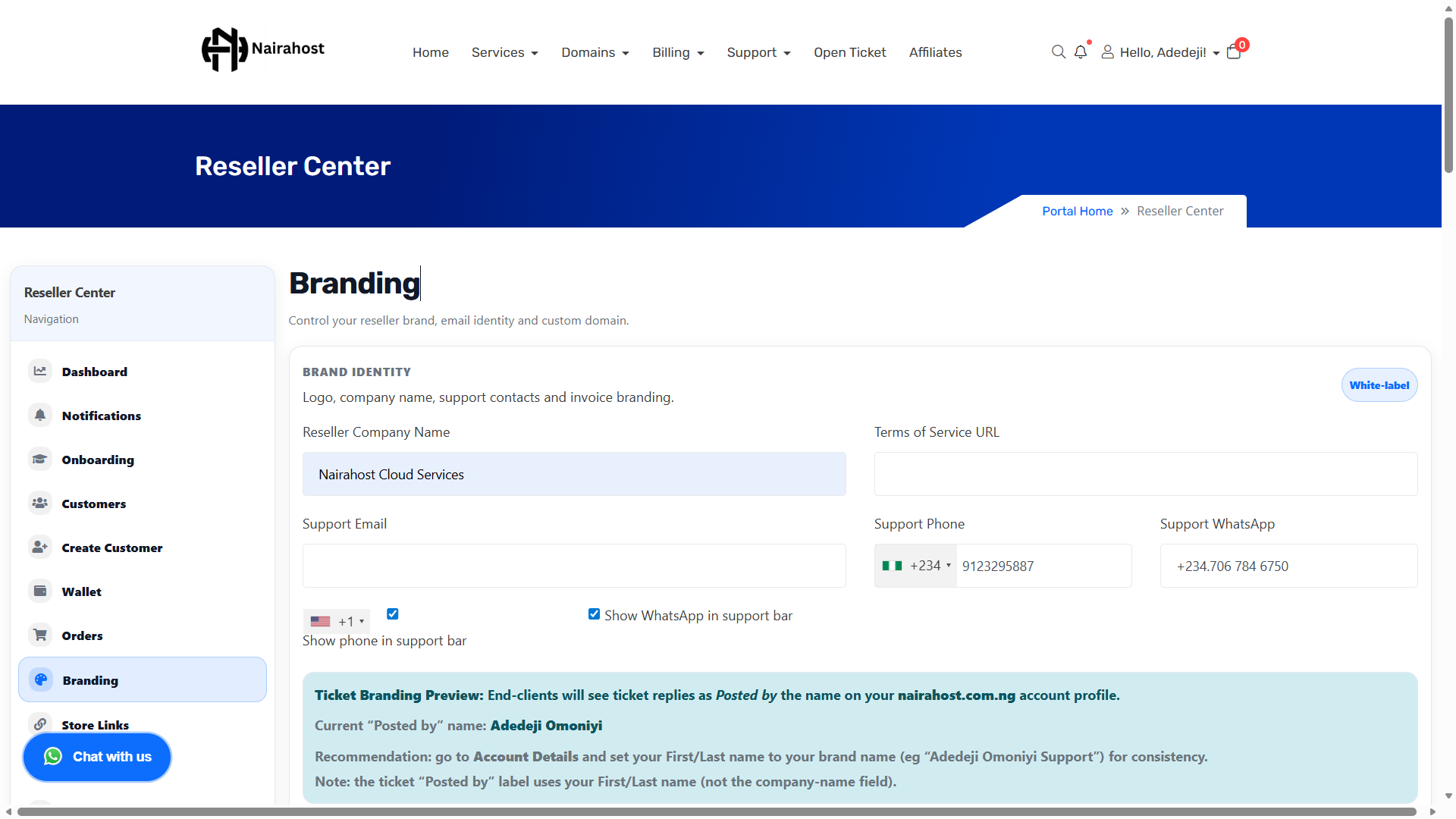 Branding & Domain Portal